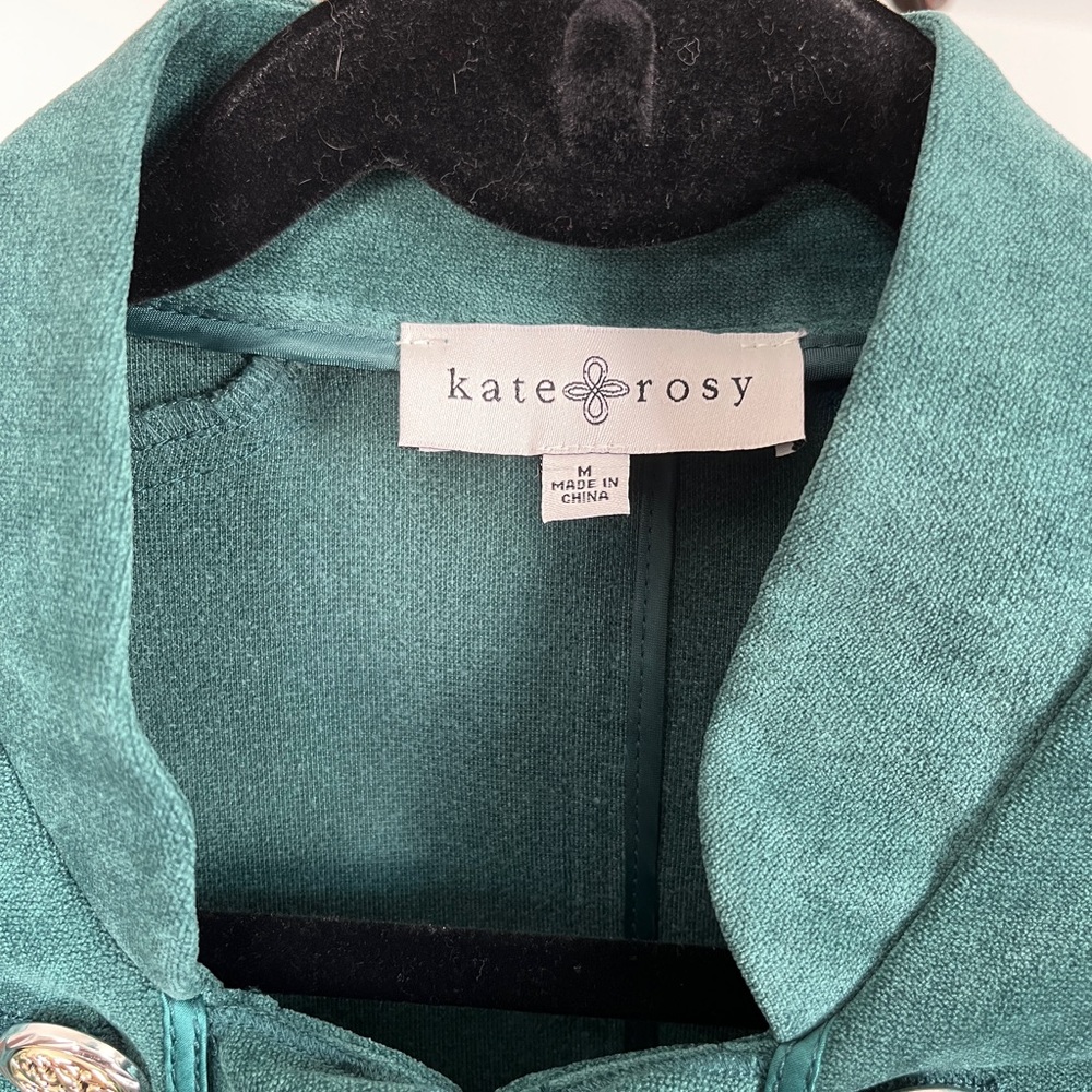 NWT Kate Rosy Women’s Ruffle Military Jacket Blazer Green Size Medium - Picture 4 of 14